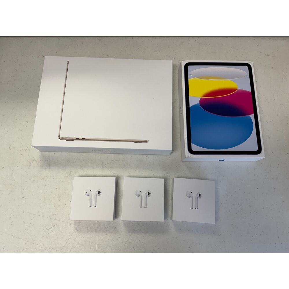 5 Pcs Set Apple MacBook Air iPad 2022 10th Gen 64GB Blue 3 Airpods Box Only